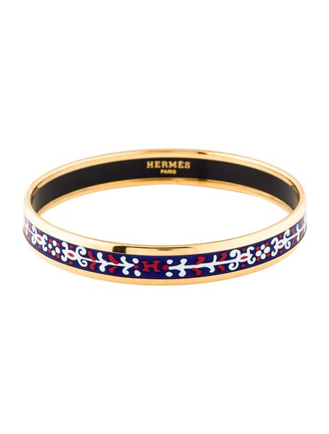 Hermès Caléche Narrow Enamel Bangle Bracelet 